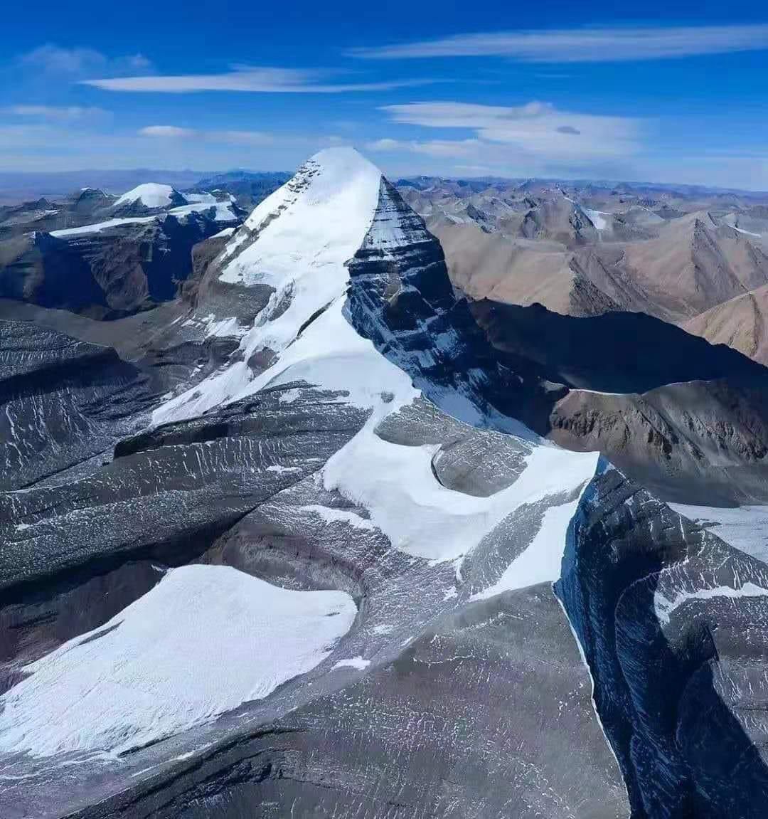 aerial view of mount kailash snowy mountain with breathtaking view