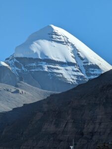 holy mount kailash view snowy white mountain